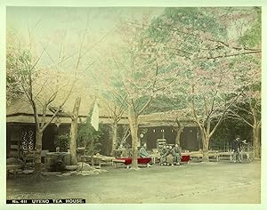 c.1890 JAPAN UYENO TEA HOUSE GENUINE ANTIQUE ALBUMEN PHOTOGRAPH