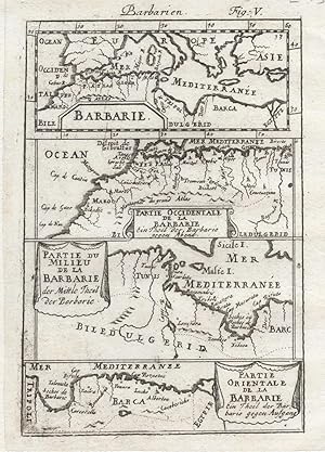 1685 Africa Barbury Coast Morocco Tunisia Libya Egypt 17th Century Map Mallet