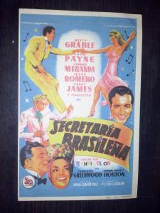 Seller image for Secretaria Brasilea. Betty Grable, John Payne, Carmen Miranda, Csar Romero, Harry James y orquesta. Director: Irving Cummings for sale by Librera La Candela