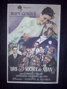 Seller image for Las 5 noches de Adan. Mapy Corts, Domingo Soler, Consuelo Guerrero de Luna. Director: Gilberto M. Solares for sale by Librera La Candela