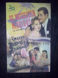 Seller image for Se necesitan maridos. Don Ameche, Betty Grable, Robert Cummings. Director: Walter Lang for sale by Librera La Candela