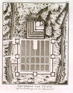 GRUNDRISS VON CUZCO. Plan of Cusco in Peru. Engraved by