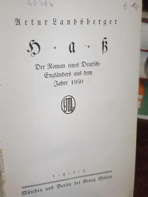 Bild des Verkufers fr Ha. Der Roman eines Deutsch-Englnders aus dem Jahre 1950. zum Verkauf von Altstadt-Antiquariat Nowicki-Hecht UG