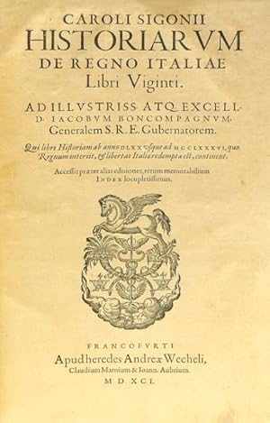 Imagen del vendedor de Historiarum de regno Italiae libri viginti [.]. 2 Teile in einem Band. a la venta por Versandantiquariat Wolfgang Friebes