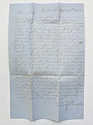 1859 JOHN HORTON SLAUGHTER Important HANDWRITTEN LETTER Civil War TEXAS Sam Houston