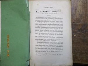 Image du vendeur pour Dissertation sur la gentilit romaine. mis en vente par LE MUSEE DU LIVRE