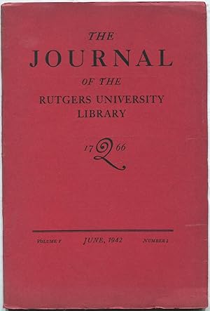 Seller image for The Journal of the Rutgers University Library - June, 1942, Volume VIII, Number 2 for sale by Between the Covers-Rare Books, Inc. ABAA