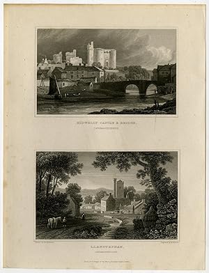 Antique Print-WALES-CAERMARTHENSHIRE-LLANSTEPHAN-KIDWELLY-Gastineau-Bond-1831