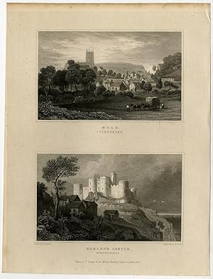 Antique Print-WALES-FLINTSHIRE-MOLD-HARLECH CASTLE-Gastineau-Wallis-1831