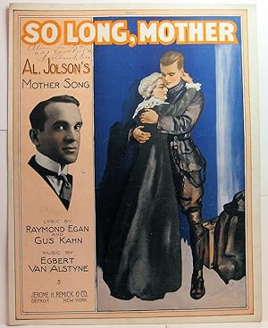 Seller image for SO LONG, MOTHER AL. JOLSON'S MOTHER SONG for sale by Rose City Books