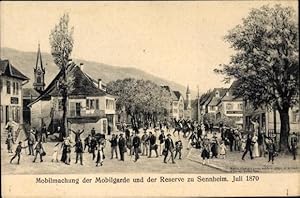 Bild des Verkufers fr Ansichtskarte / Postkarte Cernay Sennheim Elsass Haut Rhin, Mobilmachung der Mobilgarde un der Reserve, Juli 1870, Htel zum Verkauf von akpool GmbH