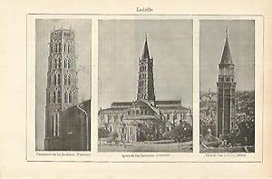 Seller image for LAMINA ESPASA 26321: Campanario de los Jacobinos en Toulouse y Torre en Milan for sale by EL BOLETIN