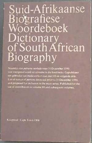 Seller image for Suid-Afrikaanse Biografiese Woordeboek.- Dictionary of South African Biography for sale by Chapter 1