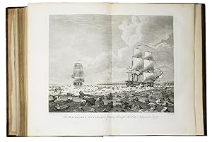 Bild des Verkufers fr A voyage towards the North Pole undertaken by His Majesty's command 1773.London, William Bowyer and John Nichols for J. Nourse, 1774. Large 4to. With 15 large double-page and larger folding engraved plates, and many letterpress tables in the text. Contemporary tree calf, gold-tooled board edges, rebacked soon after with a richly gold-tooled spine with globes and numerous floral stamps, red morocco spine-label. zum Verkauf von ASHER Rare Books