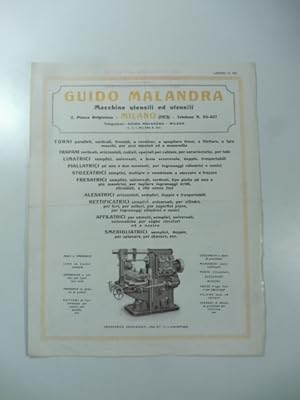 Guido Malandra. Macchine utensili ed utensili. Milano