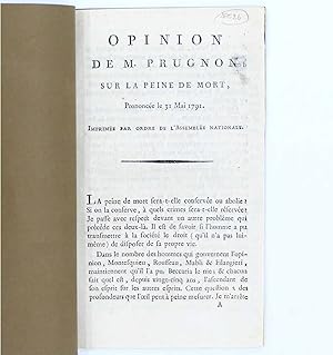 Seller image for Opinion sur la peine de mort, prononc le 31 mai 1791 for sale by Librairie La Jument Verte