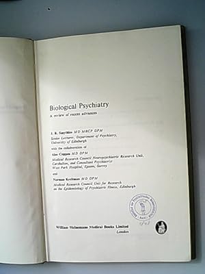Image du vendeur pour Biological Psychatry. A review of recent advances. mis en vente par Antiquariat Bookfarm