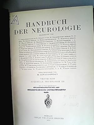 Handbuch der Neurologie. Vierter Band. Spezielle Neurologie III.