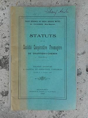 Seller image for Statuts de la "Societe cooperative fromagere" de Graffigny-Chemin (Haute-Marne) for sale by Frederic Delbos
