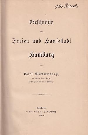 Bild des Verkufers fr Geschichte der Freien und Hansestadt Hamburg. zum Verkauf von Antiquariat Reinhold Pabel