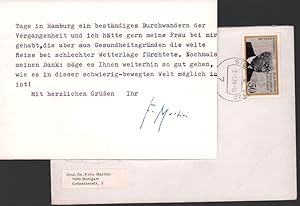 Bild des Verkufers fr Masch. Briefkarte mit eigenh. U. [Stuttgart,] 2.1.1978. zum Verkauf von Antiquariat Reinhold Pabel