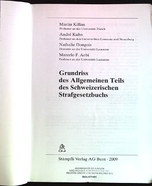Seller image for Grundriss des allgemeinen Teils des schweizerischen Strafgesetzbuchs. Stmpflis juristische Lehrbcher for sale by books4less (Versandantiquariat Petra Gros GmbH & Co. KG)