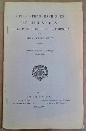 Notes ethnographiques et linguistiques sur le parler berbère de Timimoun