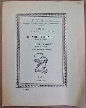 Bild des Verkufers fr Notice sur la vie et les travaux de Henri Terrasse zum Verkauf von Meretseger Books