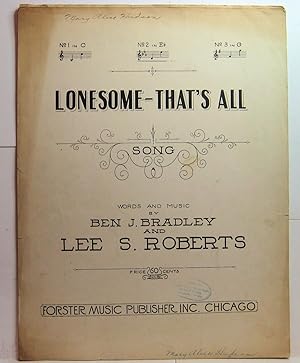 Immagine del venditore per LONESOME THAT'S ALL SONG venduto da Rose City Books