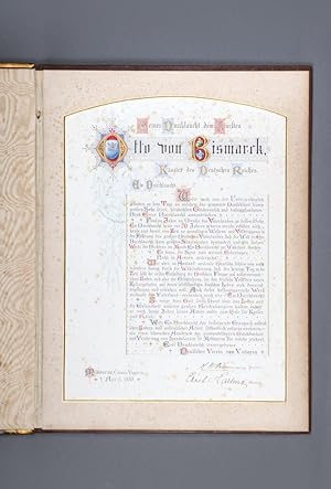 Illuminated presentation address from the German Association of Victoria to Prince Otto von Bisma...