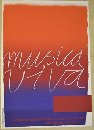 Imagen del vendedor de Original-Konzert-Plakat "musica viva" (15. Nov. 63), Herkulessaal (Mnchen). Farbserigrafie. a la venta por Antiquariat Joachim Lhrs