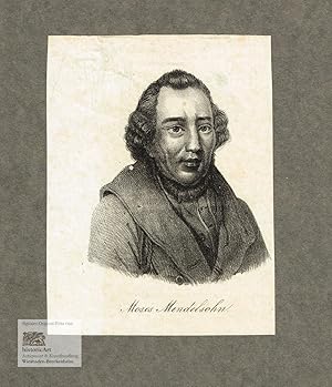 Moses Mendelsohn. Brustbild im Mantel. Anonyme Lithographie um 1820