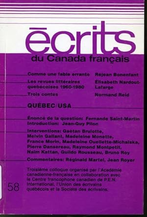 Bild des Verkufers fr crits du Canada franais #58 : Comme une fable errante, Les revues littraires qubcoises 1960-1980, Trois contes, Qubec/USA zum Verkauf von Librairie Le Nord