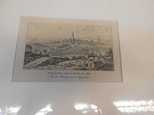 Tirschenreuth nach dem Brande seit 1815. (Von der Westseite mit der Sägmühle). Panorama- Ansicht ...