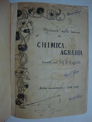 Appunti delle lezioni di chimica agraria (Anno Accademico 1908 - 1909)