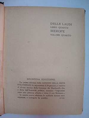 Seller image for Laudi del cielo del mare della terra e degli eroi (Libro IV Merope) for sale by Studio Bibliografico Restivo Navarra