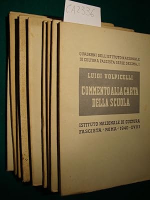 Immagine del venditore per (Raccolta dei quaderni editi nel 1940, corrispondenti alla serie Decima) Commento alla carta della scuola - La - nostra - guerra - I problemi del Baltico - Il controllo sui traffici marittimi e l'Italia - L'Albania nella comunit Imperiale di Roma - Le origini della politica dell'Asse venduto da Studio Bibliografico Restivo Navarra