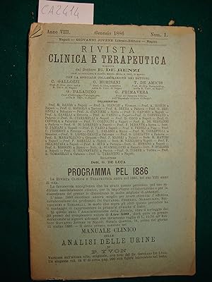 Rivista Clinica e Terapeutica - Anno VIII - Gennaio 1886 - Num. 1 (periodico)