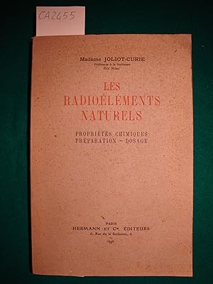 Les Radioéléments Natureles - Propriétés chimiques - Préparation - Dosage (I radioelementi natura...