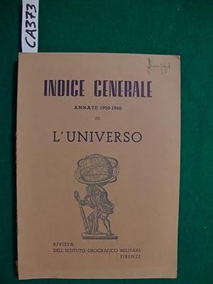 L'Universo - Indice Generale - Annate 1920 - 1960