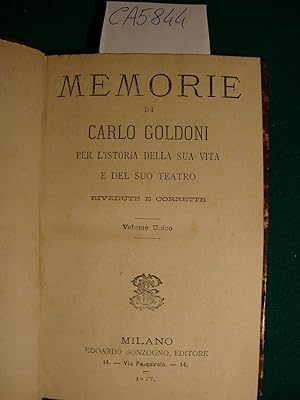 Memorie di Carlo Goldoni per l'istoria della sua vita e del suo teatro rivedute e corrette - Volu...