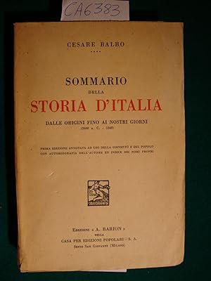 Sommario Della storia d'Italia dalle origini fino ai tempi nostri (2600 a.C. - 1848)