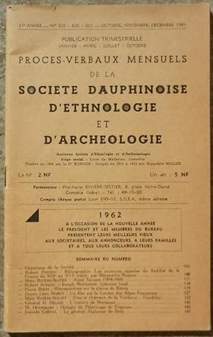 Proces-verbaux mensuels de la Société Dauphinoise d'Ethnologie et d'Archéologie. -37e année, numé...