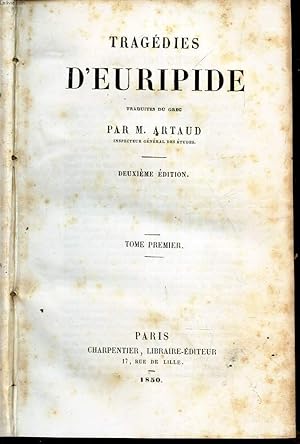 Bild des Verkufers fr TRAGEDIES D'EURIPIDE - TOME PREMIER. zum Verkauf von Le-Livre