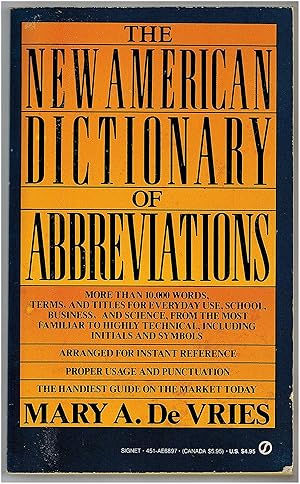 Bild des Verkufers fr The New American Dictionary of Abbreviations zum Verkauf von Irolita Books