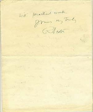 Bild des Verkufers fr Autograph letter from Scott, one of his last, written in the Antarctic, possibly with a partial fingerprint zum Verkauf von Antipodean Books, Maps & Prints, ABAA