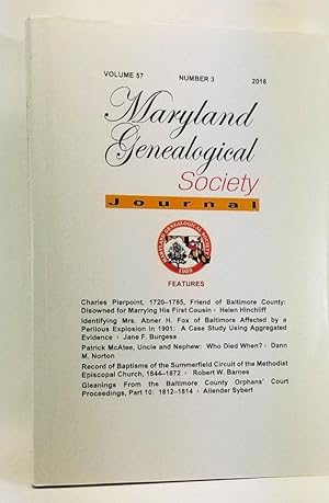 Imagen del vendedor de Maryland Genealogical Society Journal, Volume 57, Number 3 (2016) a la venta por Cat's Cradle Books