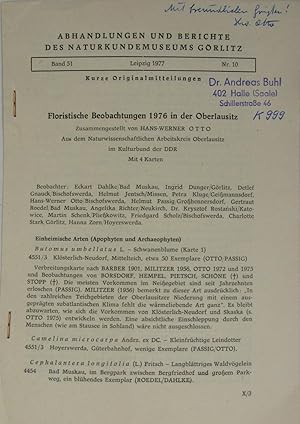 Bild des Verkufers fr Floristische Betrachtungen 1976 in der Oberlausitz, zum Verkauf von Versandantiquariat Hbald