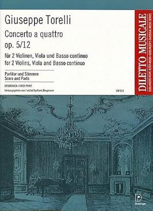 Bild des Verkufers fr Concerto a quattro op.5,12 fr 2 Violinen,Viola und Bc : Partitur und Stimmen zum Verkauf von AHA-BUCH GmbH