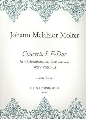 Bild des Verkufers fr Concerto F-Dur Nr.1 MWVVIII/17,18 fr4 Altblockflten und bc : Partitur und Stimmen zum Verkauf von AHA-BUCH GmbH